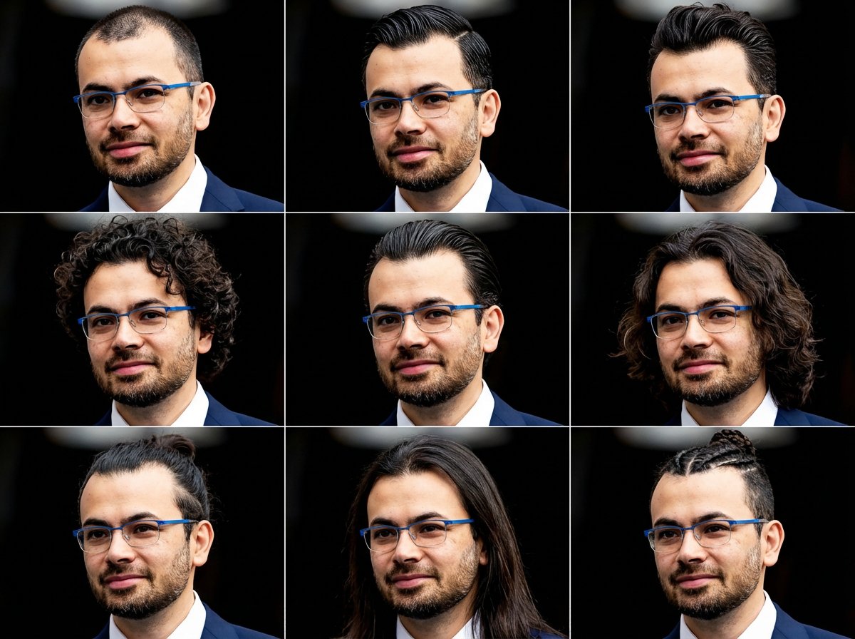 3x3 Hair Style Idea Grid Generation Prompt