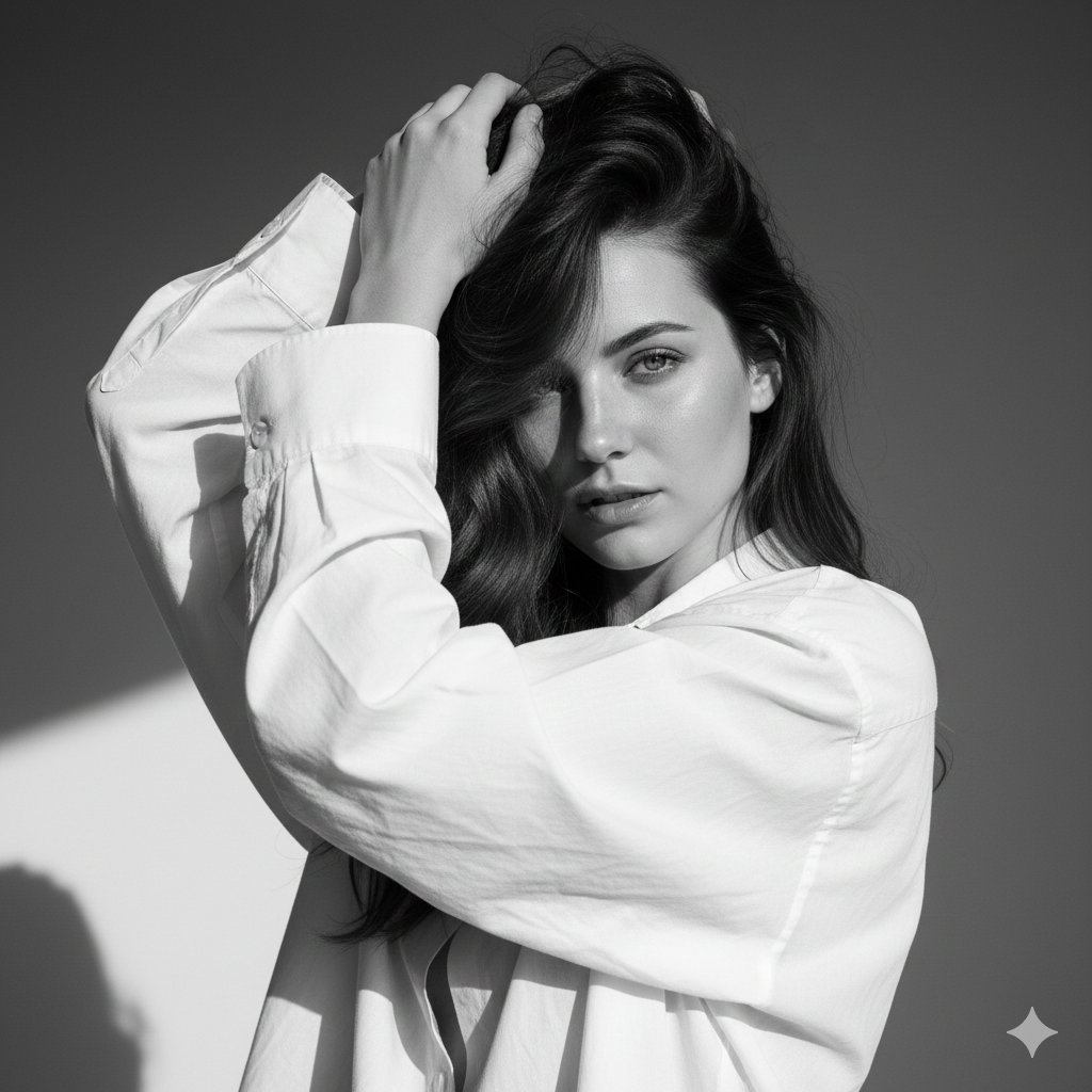 High-Fashion Black and White Editorial Portrait Prompt (Facial Lock)