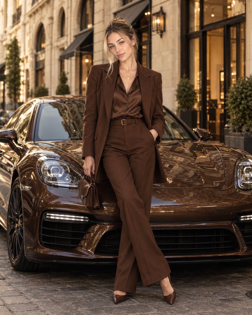 Social Media Post - Luxury Fashion Editorial with Sports Sedan