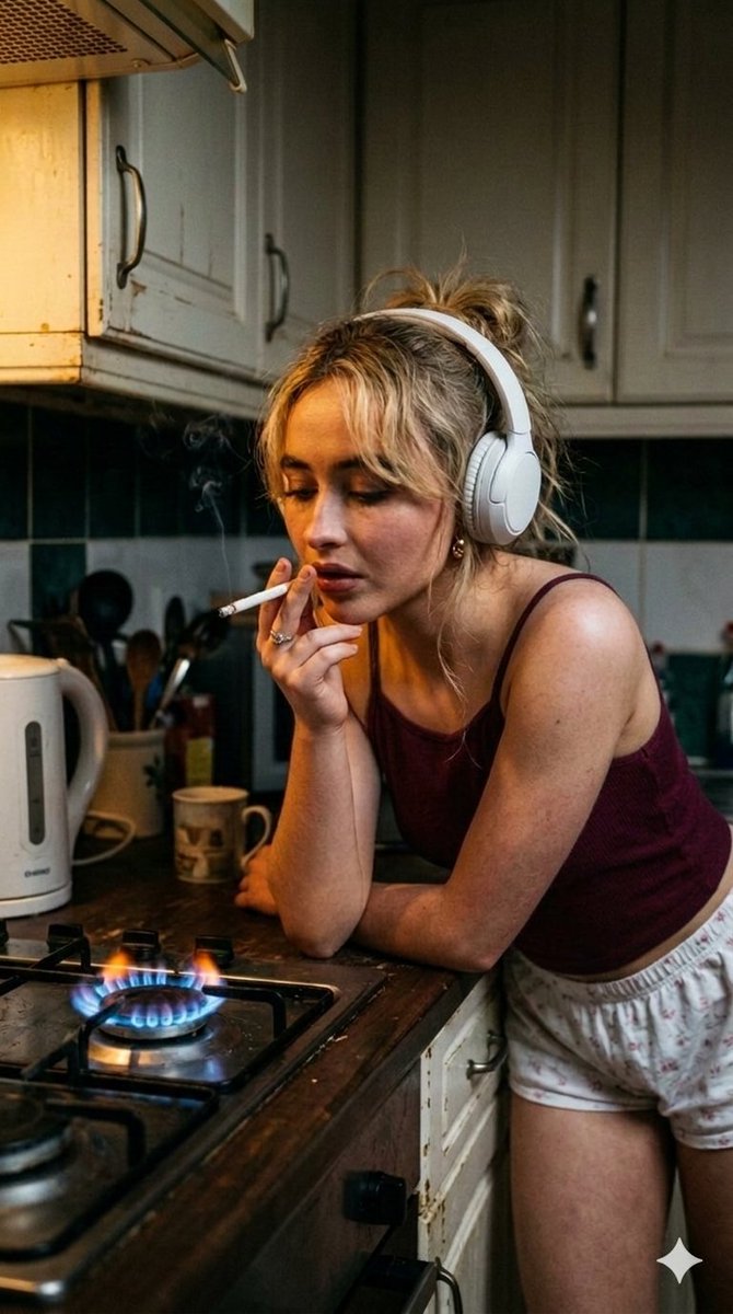 Moody Cinematic Portraits in a Kitchen with Neon Gas Stove Glow (4.4) 4