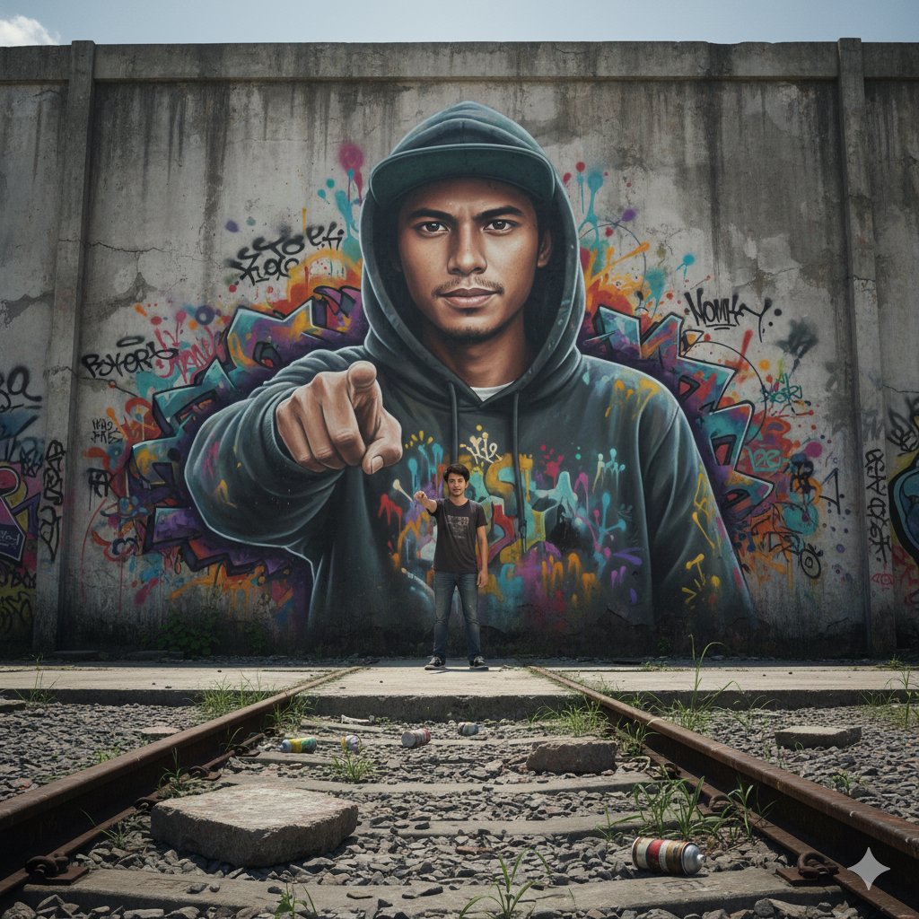 2D-to-3D Graffiti Mural Transition in Urban Surabaya