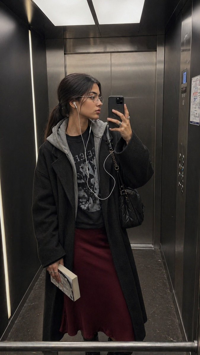 Elevator Mirror Selfie with Book 2