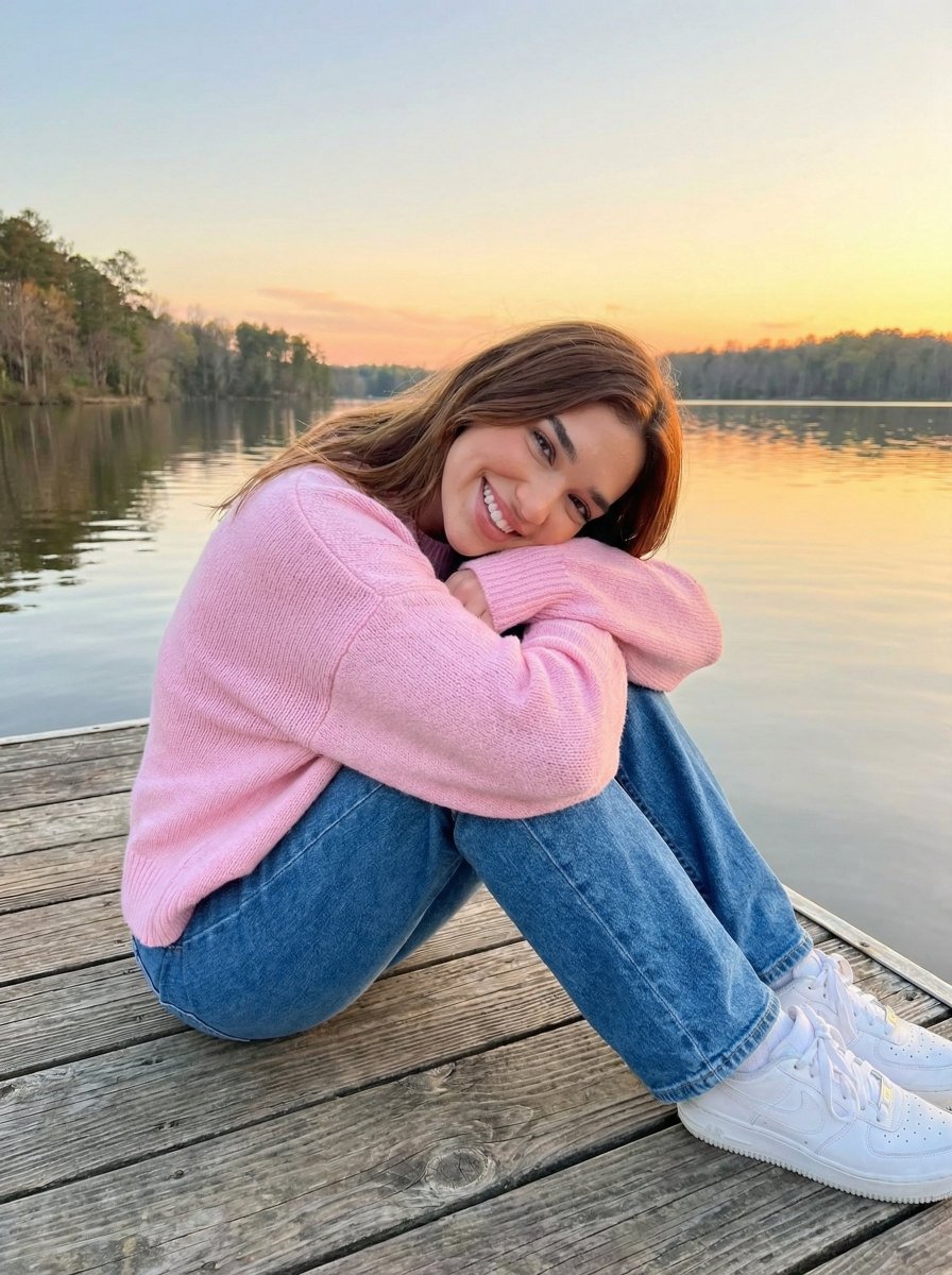 Golden Hour Sunset Portrait on a Lakeside Dock 2