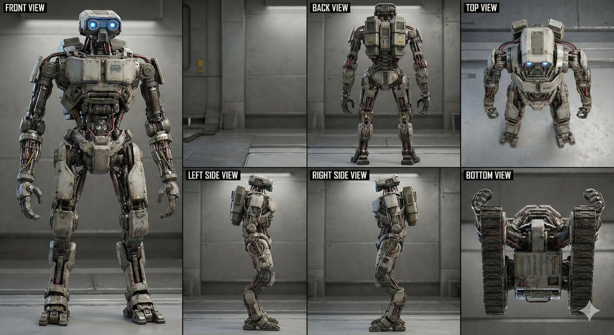 Technical Prompt for 3x2 Robot Character Matrix 2