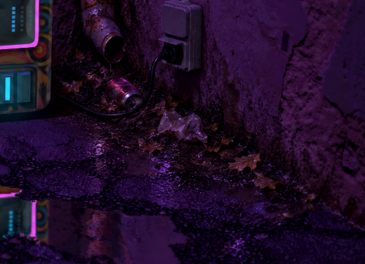 Game Asset - Add Trash and Dirt to Neon Arcade Scene
