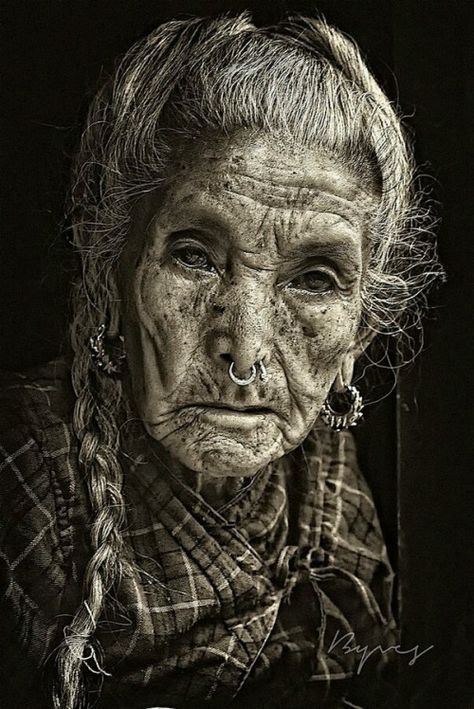 Black and White Portrait with Serene Expression 2