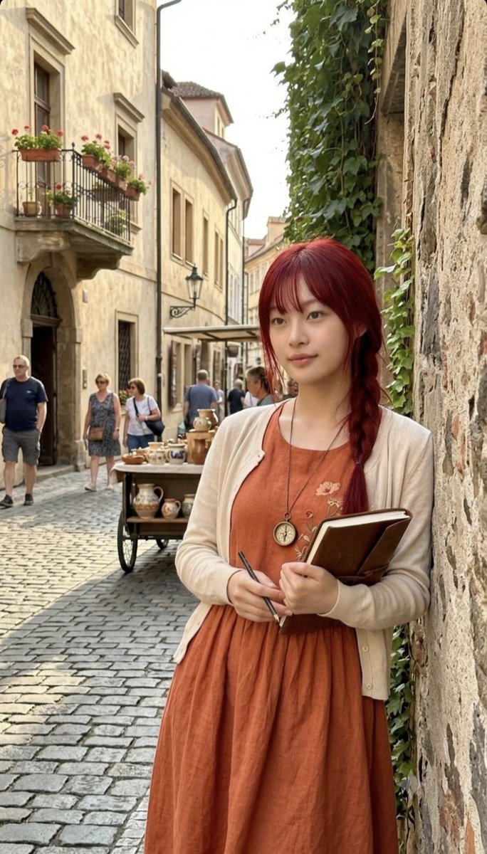 Red-Haired European Traveler Portrait