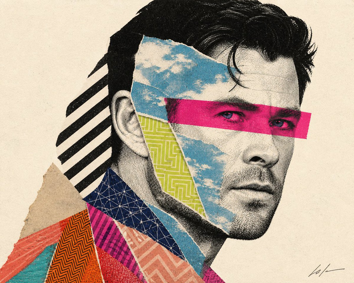 Mixed-media collage portrait illustration 3