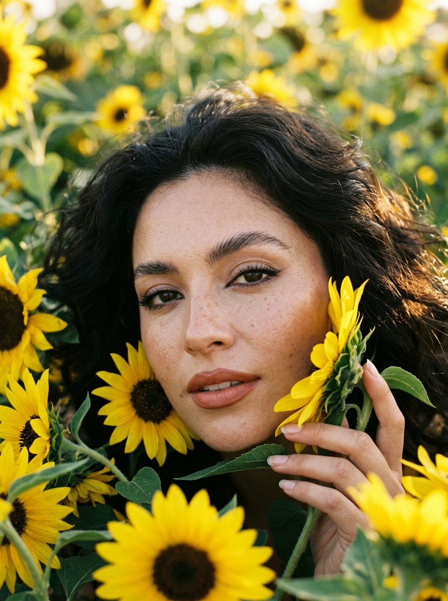 Sunflowers and Cinematic Eye-Lip Portrait 2