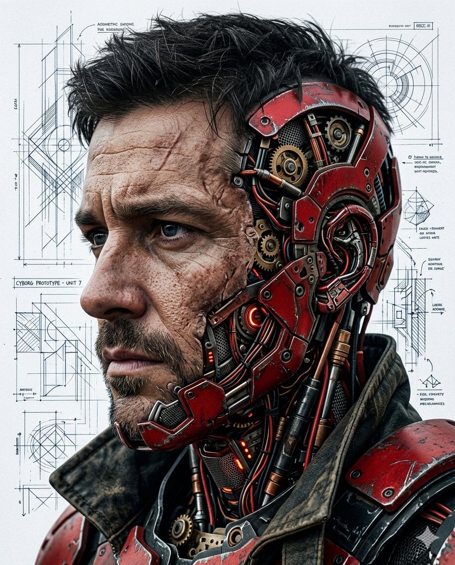 Hyper-realistic Cyborg Side Profile 2