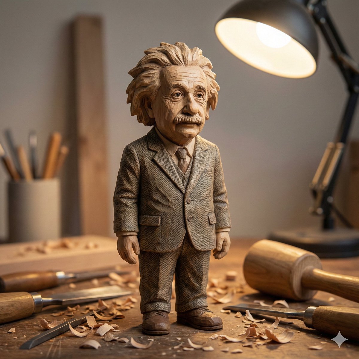 Hand-carved wooden miniature figure prompt 4