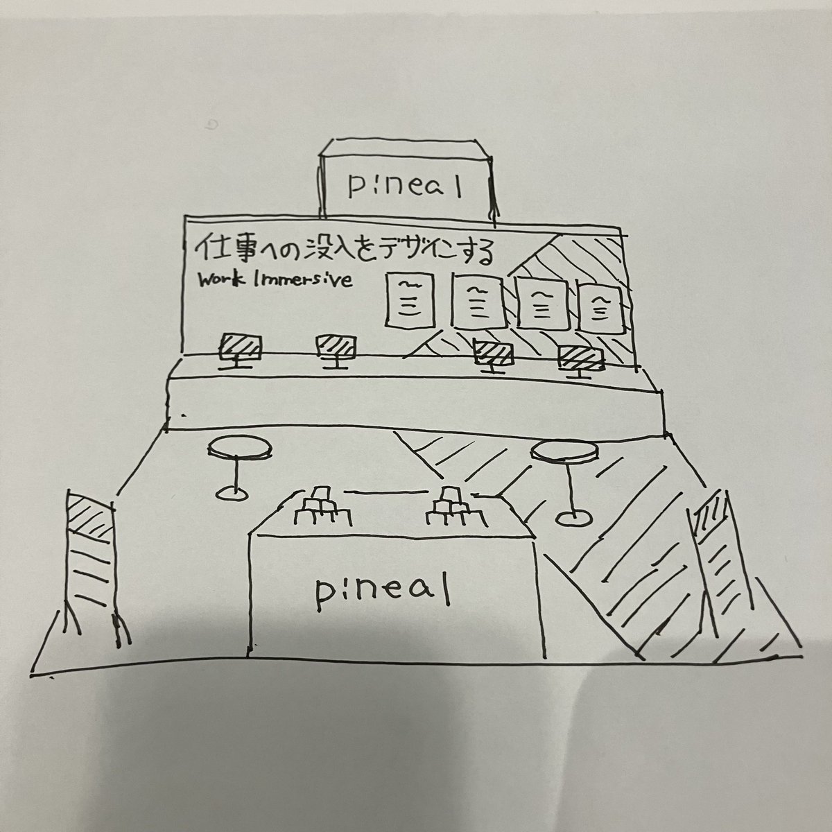 Turn booth sketch into perspective drawing