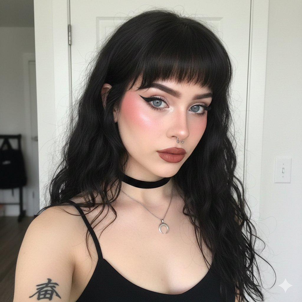 E-Girl/Soft Goth Selfie Portrait JSON Prompt