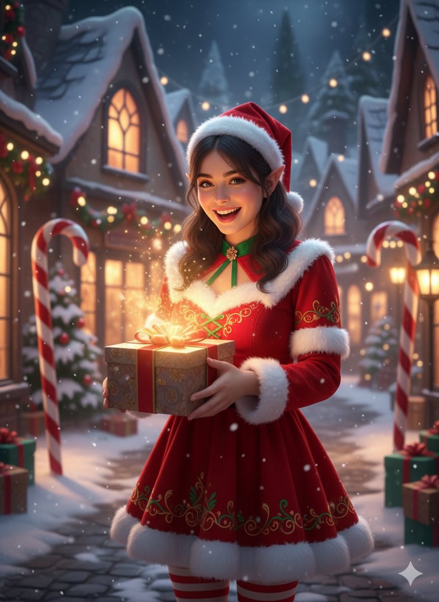 Fantasy Christmas Portrait with Magical Glow