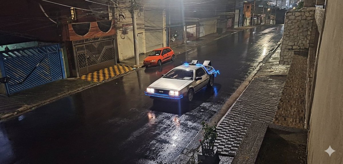 Delorean 'Back to the Future' Scene Integration Prompt 2