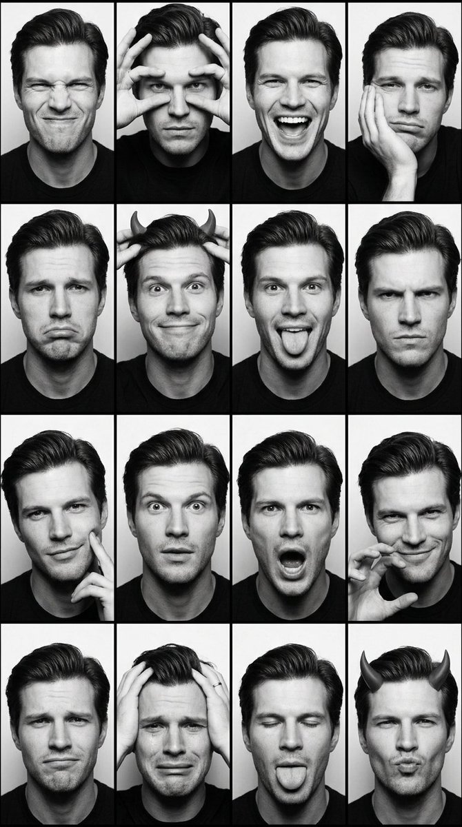 Black and White Photobooth Expression Grid