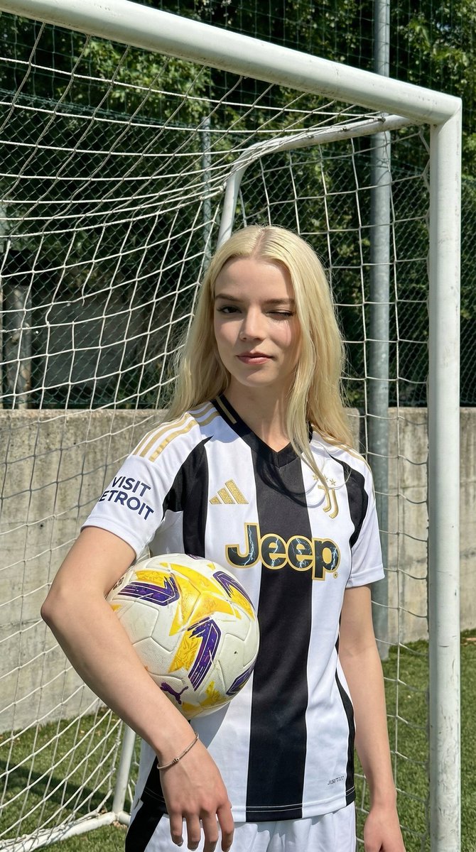 Juventus Kit Soccer Field Portrait with Harsh Sunlight 3
