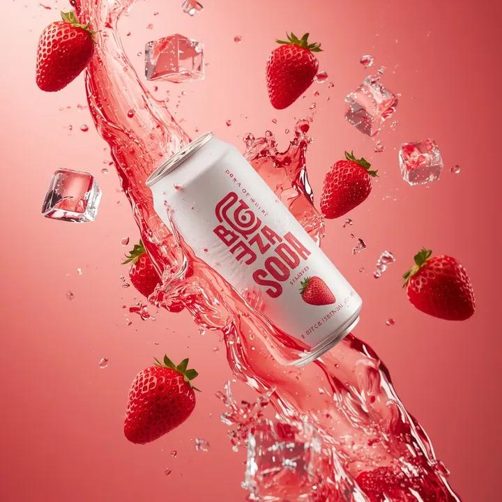 Hyper-photorealistic soda can product advertisement prompt