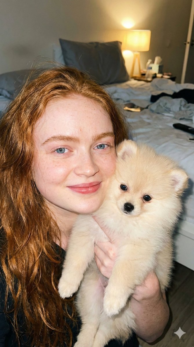 Hard Flash Portrait with Pomeranian Puppy Prompt 2