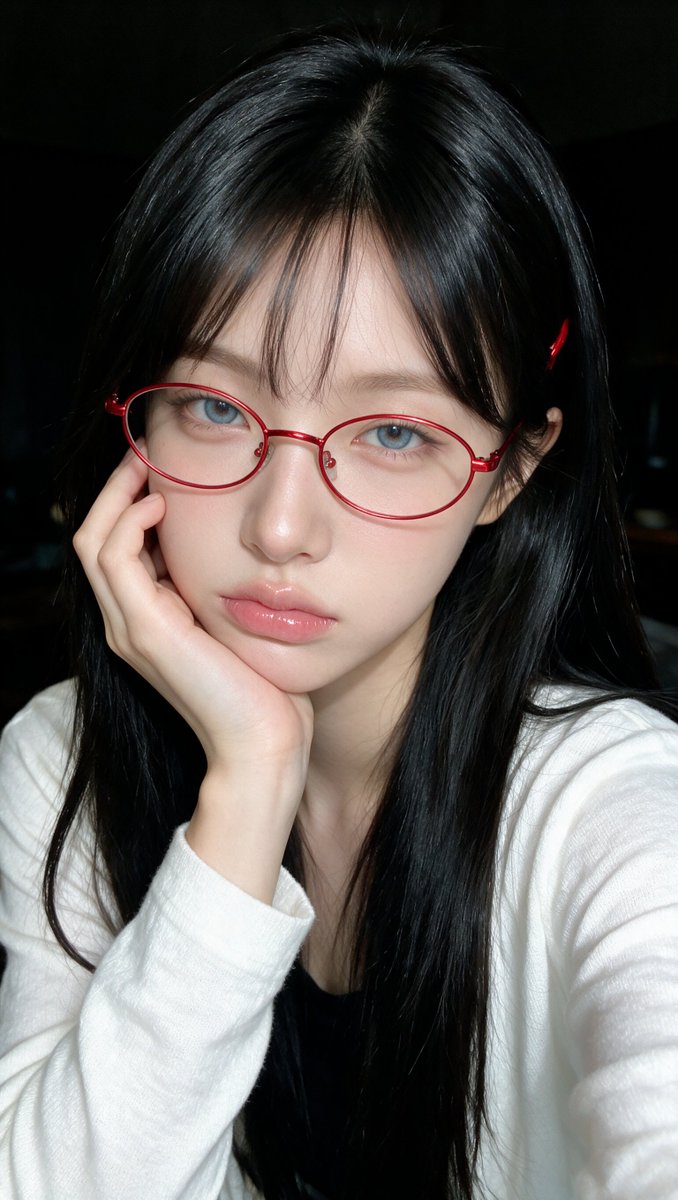 Realistic Selfie Portrait with Red Glasses 3