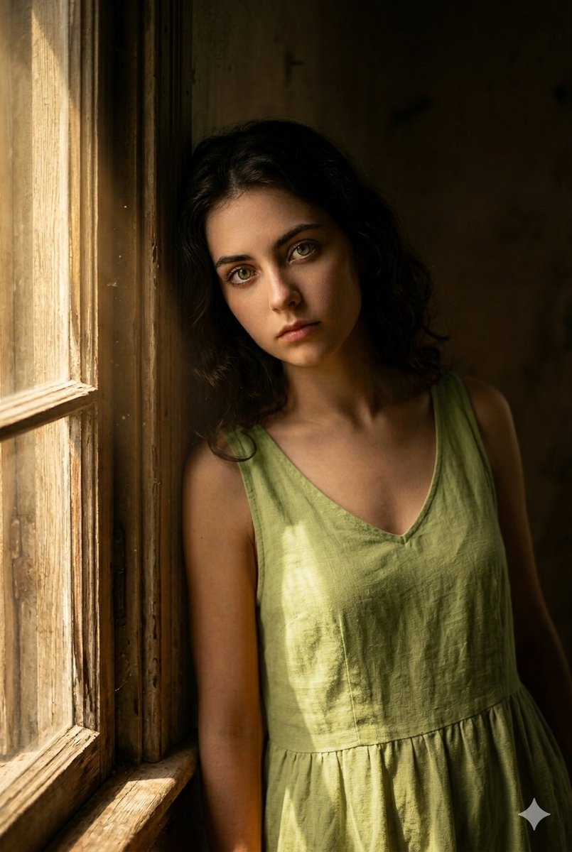 Moody Rustic Window Portrait 2
