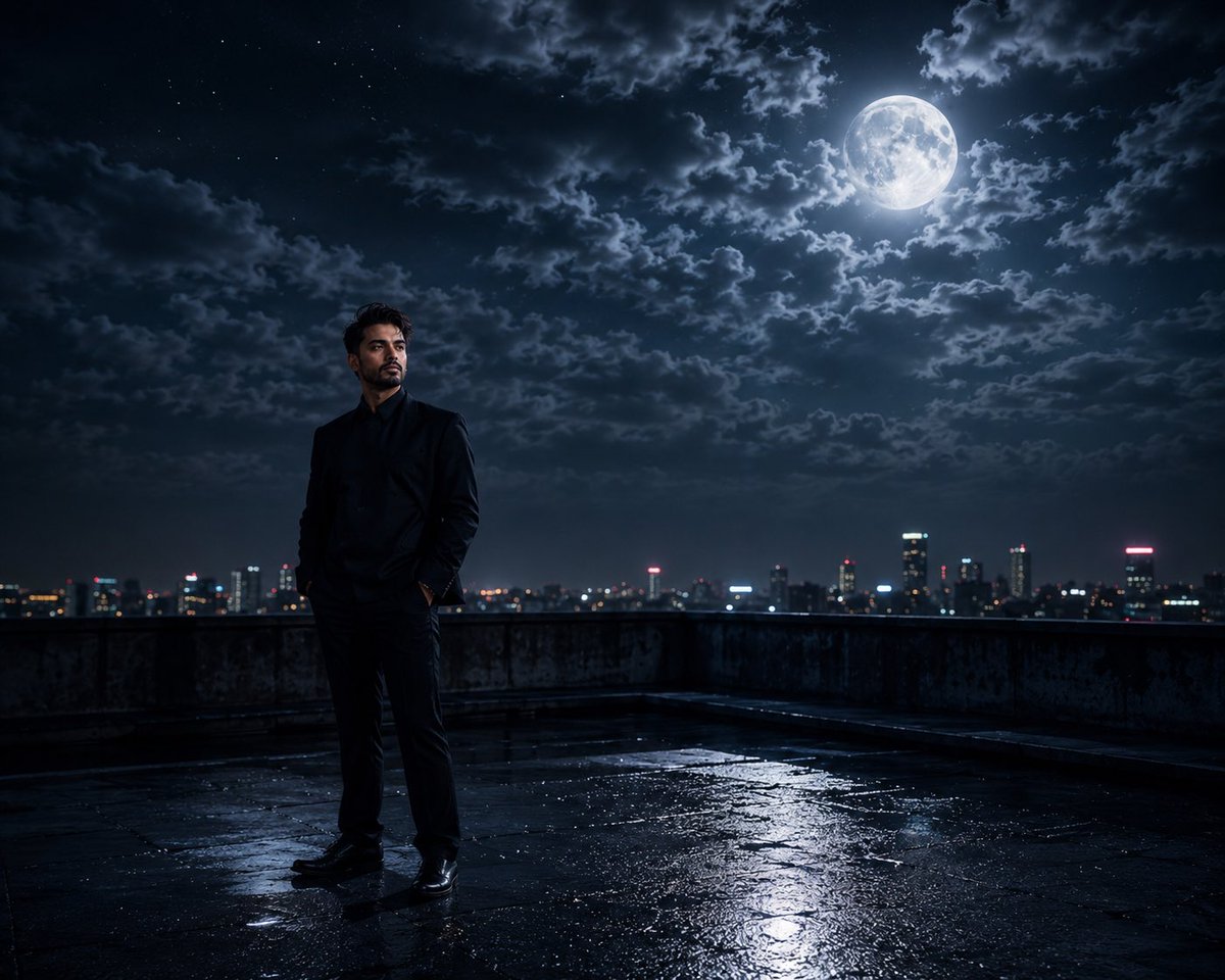 YouTube Thumbnail - Cinematic Moonlight Rooftop Portrait Collage