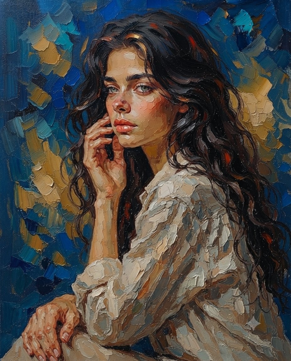 Textured Impasto Oil Portrait 4