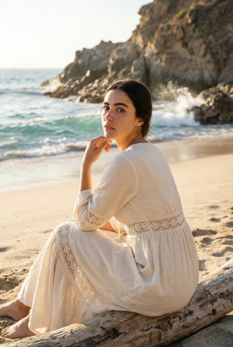 Cinematic Beach Portrait at Golden Hour 2