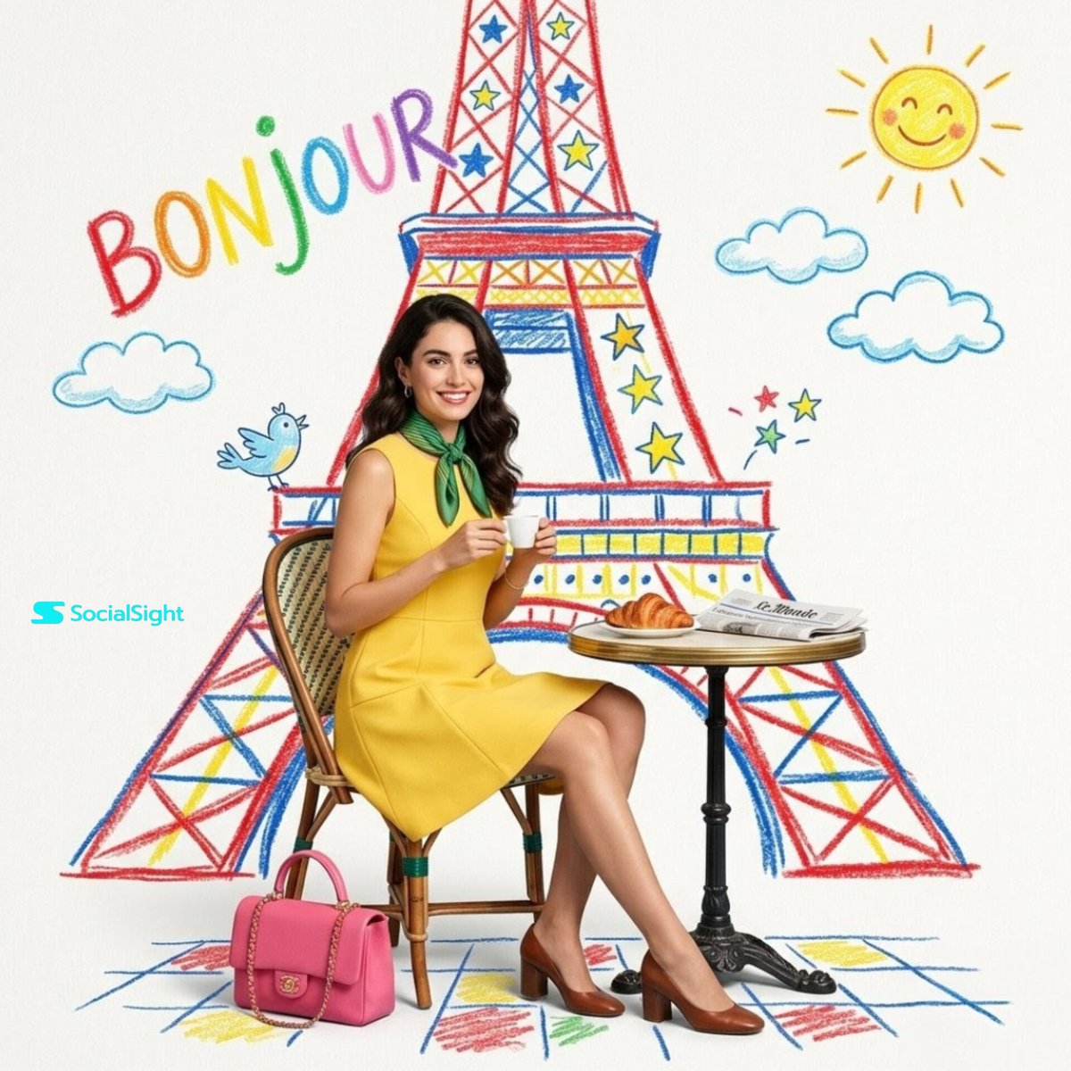 Editorial Fashion Crayon Illustration 3