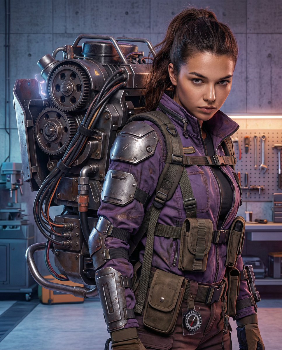 Cyberpunk Mechanic with Massive Exosuit Backpack 2